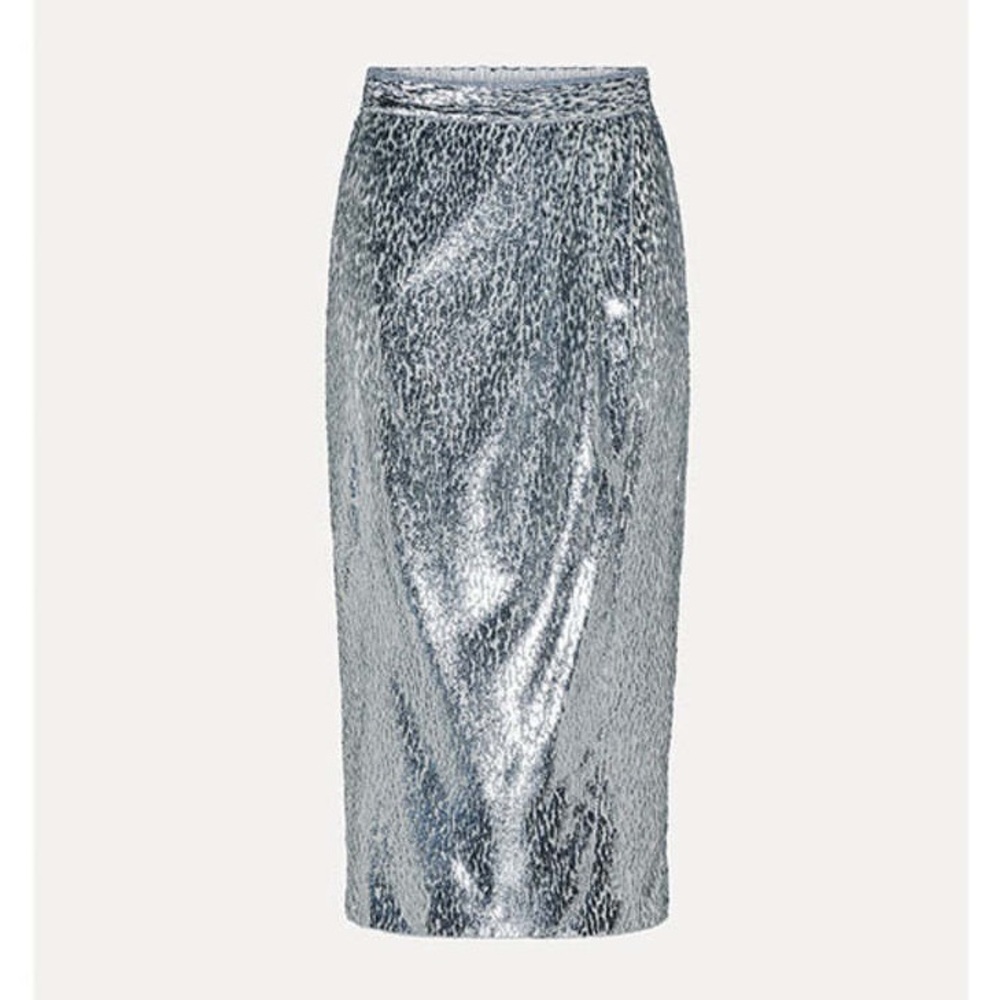 NWT Forte Forte Encanto Lurex Velvet Skirt Silver Estrella | Size 0 - Picture 4 of 9